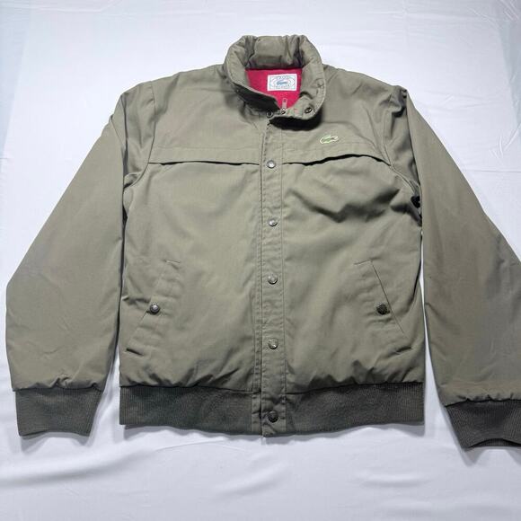 Lacoste Other - Vintage IZOD Lacoste Bomber Jacket Olive Green Fleece Lined Small